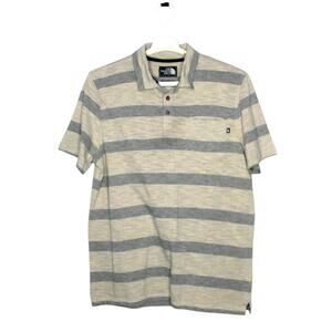 The North Face Polo Shirt Mens Size Medium Striped Short Sleeve Front Pocket